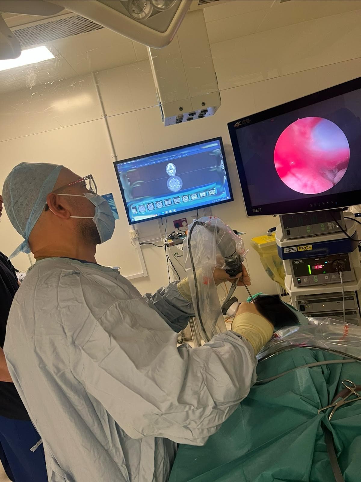 Mr Anwar performing endoscopic sinus surgery